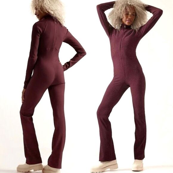 Athleta Pants - NWT Athleta x Alicia Keys Size Large Goddess Bodysuit Jumpsuit in Maroon NEW
